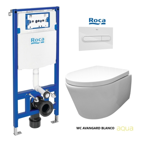 BASTIDOR ROCA DUPLO CISTERNA EMPOTRADA Y PULSADOR PL1 DUAL BLANCO BR CON INODORO SUSPENDIDO Rim-ex Avangard blanco br AQUA