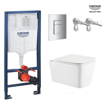 BASTIDOR GROHE PACK CISTERNA EMPOTRADA Y PULSADOR CROMO BR CON INODORO SUSPENDIDO TREND CON SISTEMA VORTEX Bl Br KP