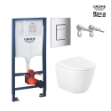 Bastidor GROHE pack cisterna empotrada y pulsador cromo con inodoro suspendido Roca Ona Blanco 48 cm