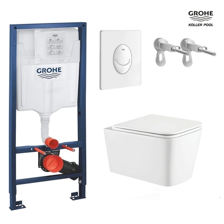 BASTIDOR GROHE PACK CISTERNA EMPOTRADA Y PULSADOR BLANCO CON INODORO SUSPENDIDO TREND CON SISTEMA VORTEX Bl Br KP