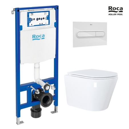 BASTIDOR ROCA DUPLO ONE PACK CISTERNA EMPOTRADA Y PULSADOR PL1 BLANCO BR CON WC SUSP ORION BLANCO 51,5cm CON SISTEMA VORTEX KP