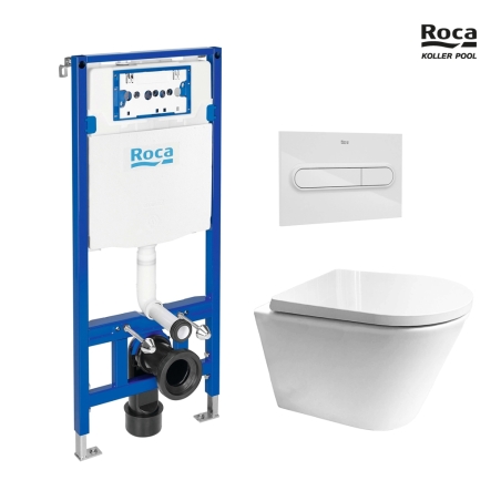 BASTIDOR ROCA DUPLO PACK CISTERNA EMPOTRADA Y PULSADOR PL1 BLANCO BRILLO CON WC SUSP Tornado 3.0 Orion Tapa Envolvente Bl Br KP