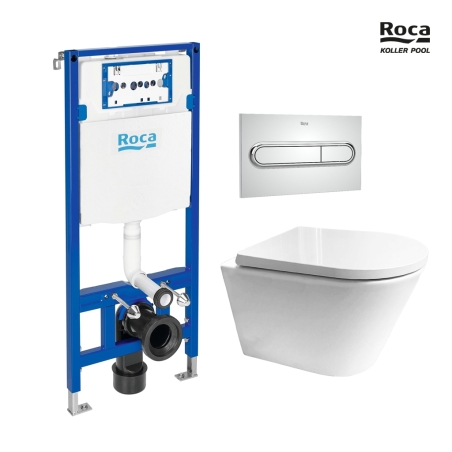 BASTIDOR ROCA DUPLO PACK CISTERNA EMPOTRADA Y PULSADOR PL1 CROMO BRILLO CON WC SUS Tornado 3.0 Orion Tapa Envolvente Bl KP