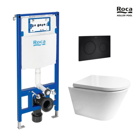 BASTIDOR ROCA DUPLO PACK CISTERNA EMPOTRADA Y PULSADOR PL10 NEG MAT CON WC SUS Tornado 3.0 Orion Tapa Envolvente Bl Br de KP