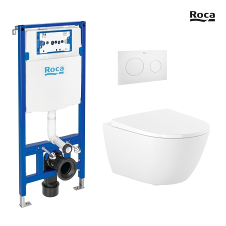 BASTIDOR ROCA DUPLO ONE PACK CISTERNA EMPOTRADA Y PULSADOR PL10 BLANCO MATE CON INODORO SUSPENDIDO RIM-EX ROCA ONA