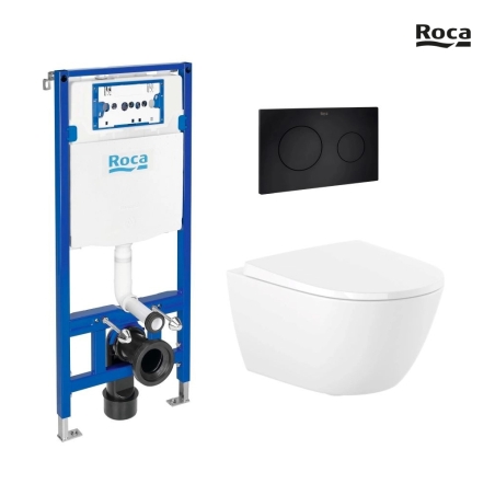BASTIDOR ROCA DUPLO ONE PACK CISTERNA EMPOTRADA Y PULSADOR PL10 NEGRO MATE CON INODORO SUSPENDIDO RIM-EX ROCA ONA