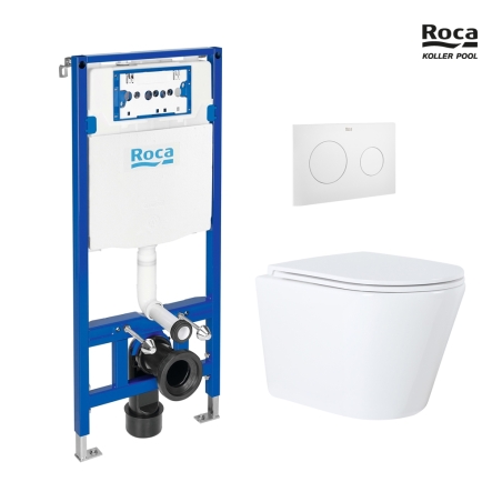 BASTIDOR ROCA DUPLO ONE PACK CISTERNA EMPOTRADA Y PULSADOR PL10 BL M CON WC SUSP ORION BL BR 51,5cm CON SISTEMA VORTEX KP
