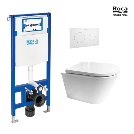 BASTIDOR ROCA DUPLO PACK CISTERNA EMPOTRADA Y PULSADOR PL10 BL M CON WC SUSPENDIDO ORION BL BR TAPA ENVOLVENTE TORNADO 3.0 DE KP