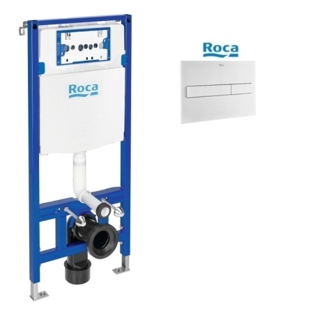 BASTIDOR ROCA DUPLO ONE, PACK CISTERNA EMPOTRADA Y PULSADOR PL7 BLANCO MATE
