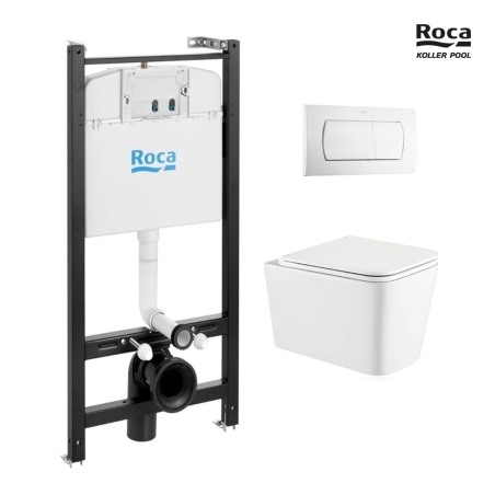 BASTIDOR ROCA ACTIVE PACK CISTERNA EMPOTRADA Y PULSADOR BL BR CON INODORO SUSPENDIDO TREND Bl Br SISTEMA VORTEX TORNADO DE KP