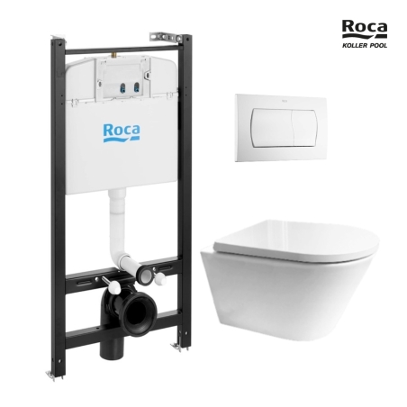 BASTIDOR ROCA ACTIVE PACK CISTERNA EMPOTRADA Y PULSADOR BLANCO BR CON INODORO SUSP Tornado 3.0 Orion Tapa Envolvente Bl de KP