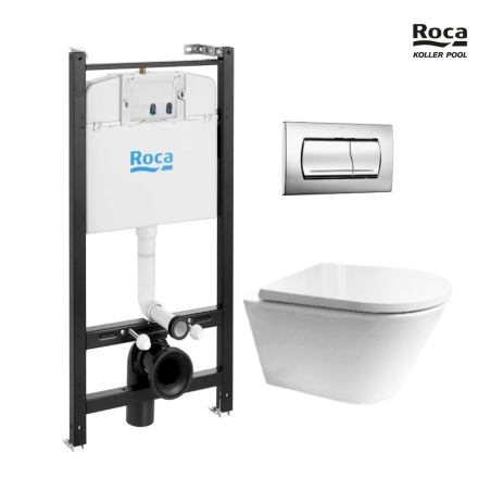 BASTIDOR ROCA ACTIVE PACK CISTERNA EMPOTRADA Y PULSADOR CROMO BR CON INODORO SUSPENDIDO Tornado 3.0 Orion TAPA ENVOLVENTE de KP