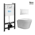BASTIDOR ROCA ACTIVE PACK CISTERNA EMPOTRADA Y PULSADOR BLANCO BR CON INODORO SUSPENDIDO RIMLESS OASIS BLANCO BRILLO 48CM
