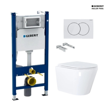Bastidor GEBERIT Duofix pack cisterna empotrada y pulsador DELTA 01 bl br con WC suspendido Orion 51,5 cm CON SISTEMA VORTEX KP