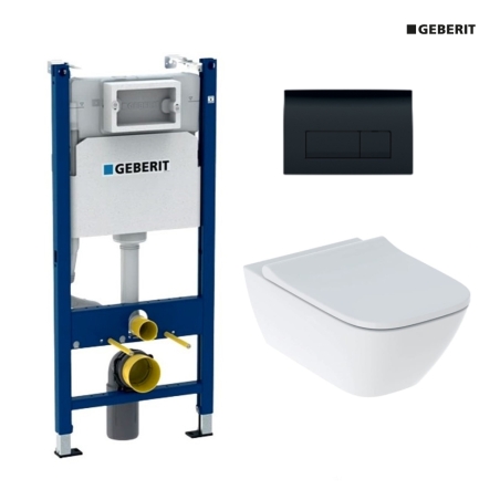 Bastidor GEBERIT Duofix pack cisterna empotrada y pulsador DELTA 50 con inodoro suspendido Smyle Square de Geberit