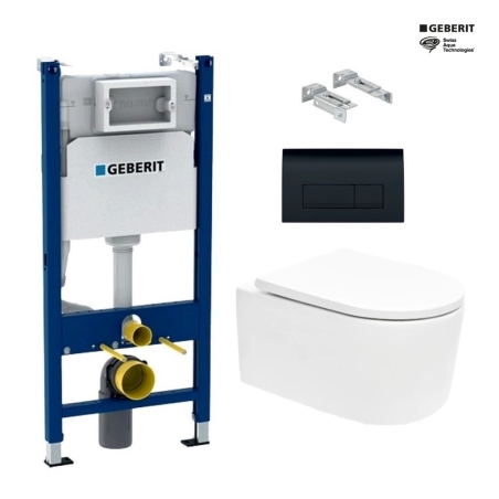BASTIDOR GEBERIT DUOFIX CON CISTERNA EMPOTRADA, PULSADOR DELTA 50, INODORO SUSPENDIDO TORNADO 72 SISTEMA VORTEX BLANCO DE SAT