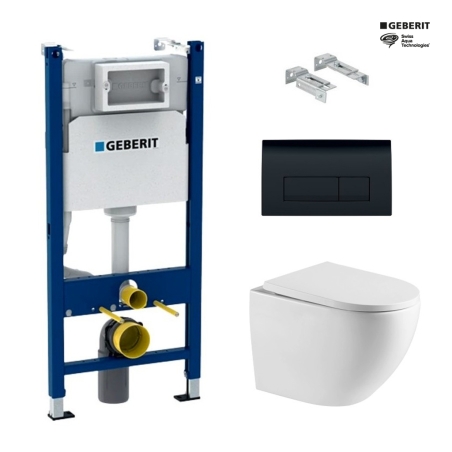 BASTIDOR GEBERIT DUOFIX CON CISTERNA EMPOTRADA, PULSADOR DELTA 50, INODORO SUSPENDIDO TORNADO 67 SISTEMA VORTEX BLANCO DE SAT