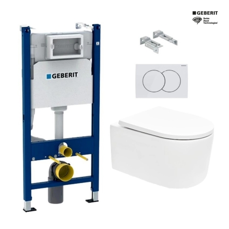 BASTIDOR GEBERIT DUOFIX CON CISTERNA EMPOTRADA, PULSADOR DELTA 01, INODORO SUSPENDIDO TORNADO 72 SISTEMA VORTEX BLANCO DE SAT