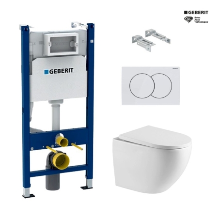 BASTIDOR GEBERIT DUOFIX CON CISTERNA EMPOTRADA, PULSADOR DELTA 01, INODORO SUSPENDIDO TORNADO 67 SISTEMA VORTEX BLANCO DE SAT
