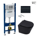 Bastidor GEBERIT Duofix pack cisterna empotrada y pulsador DELTA 50 negro con WC suspendido Rim-ex Infinitio negro mate 48cm SAT