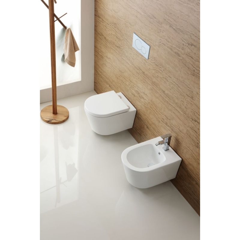 Bastidor empotrado ROCA Duplo Pack con cisterna y pulsador PL1 Dual cr, con inodoro suspendido Tornado LIA EKOVIA AzulBath