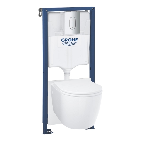 Pack GROHE Rapid SL 5 en 1 con WC suspendido Bau Ceramic y pulsador cromado