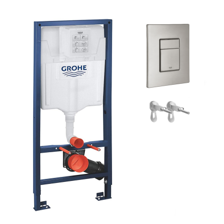 Cisterna empotrada Kit completo Rapid SL Grohe. Bastidor y pulsador SUPERSTEEL con anclajes