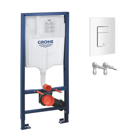 Cisterna empotrada Kit completo Rapid SL Grohe. Bastidor y pulsador SKATE Blanco Alpino con anclajes