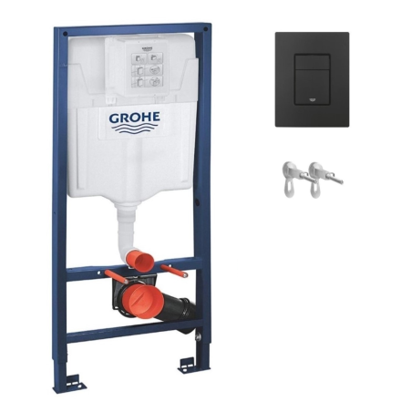 Cisterna empotrada Kit completo Rapid SL Grohe. Bastidor y pulsador COSMOPOLITAN Negro Mate con anclajes