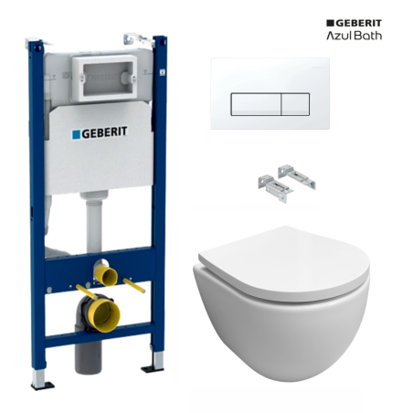 Pack cisterna Geberit Duofix UP100 con pulsador Delta 50 Blanco Alpino y WC suspendido Swiss soft-close marca AzulBath