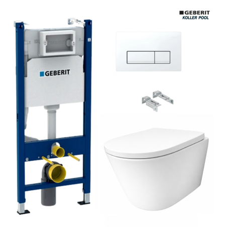 Pack GEBERIT Duofix bastidor empotrado con cisterna, pulsador Delta 50 blanco alpino y WC suspendido ORION env marca Koller Pool