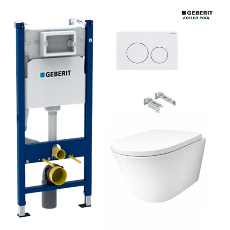 GEBERIT Duofix bastidor empotrado con cisterna, pulsador Delta 20 blanco alpino y WC suspendido ORION env marca Koller Pool