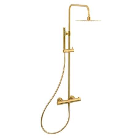 Columna de ducha oro cepillado, SAT DARK con mezclador termostático de Swiss Aqua Technologies (SATDASSTKBZ)