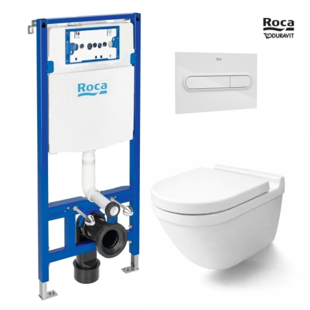 KIT DUPLO ONE WC C/PULSADOR PL1 DUAL BLANCO C/WC STARCK 3 BLANCO BR SUSP RIMLES DURAVIT