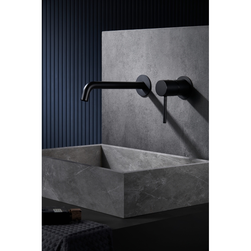 Grifo lavabo empotrado monomando IMEX Monza negro mate - Vista frontal