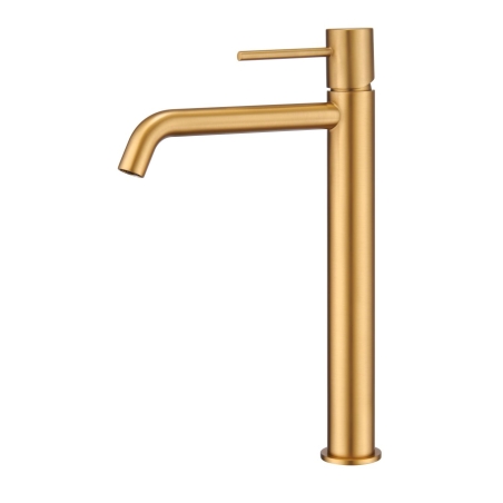 Grifo lavabo caño alto monomando IMEX Monza oro cepillado