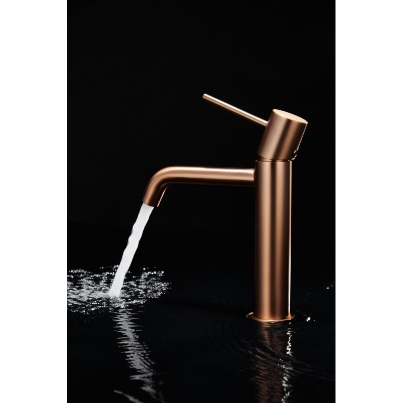 Grifo lavabo monomando IMEX Monza oro rosa cepillado - Vista frontal