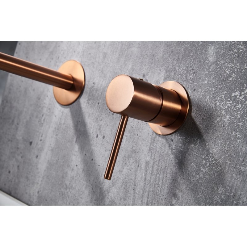 Grifo lavabo empotrado monomando IMEX Monza oro rosa cepillado - Detalle acabado