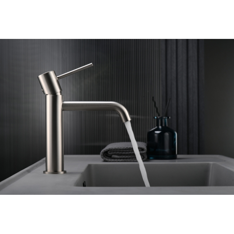 Grifo lavabo monomando IMEX Monza oro rosa cepillado - Vista lateral