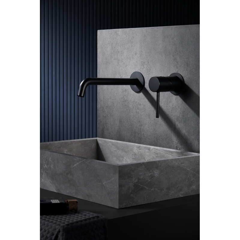 Grifo lavabo empotrado monomando IMEX Monza negro mate - Vista frontal