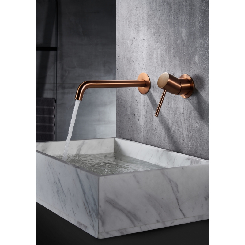 Grifo lavabo empotrado monomando IMEX Monza oro rosa cepillado - Vista frontal