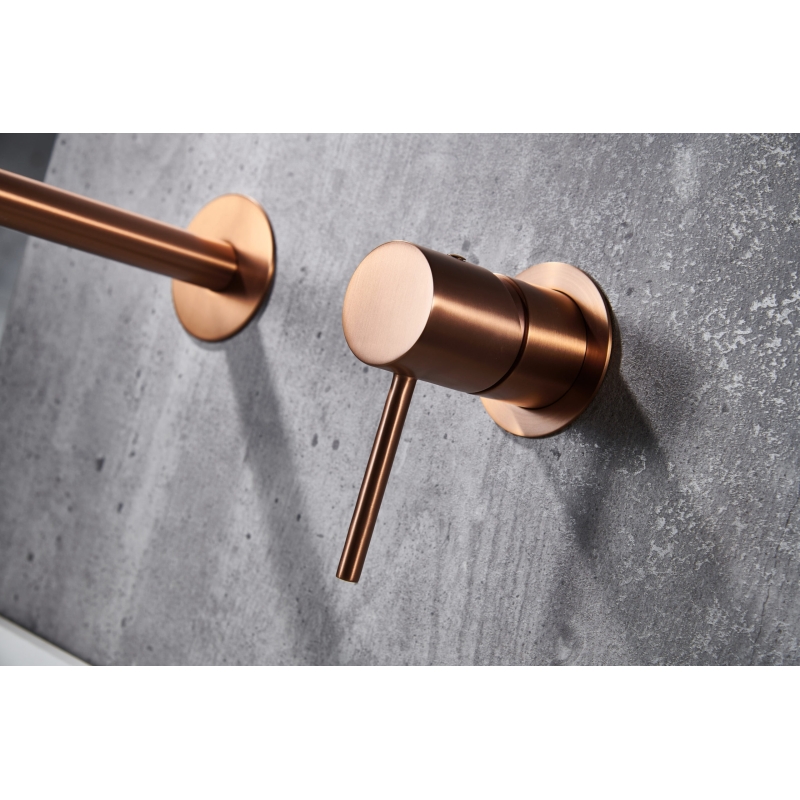 Grifo lavabo empotrado monomando IMEX Monza oro rosa cepillado - Detalle acabado