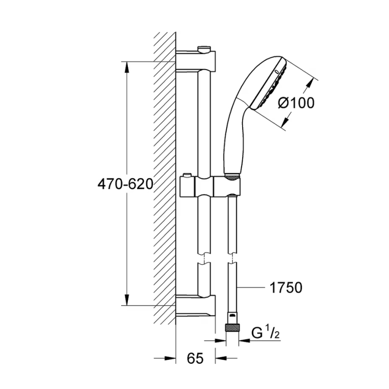 GROHE Vitalio Start 100 27955000 | Conjunto de ducha 3 chorros con bar