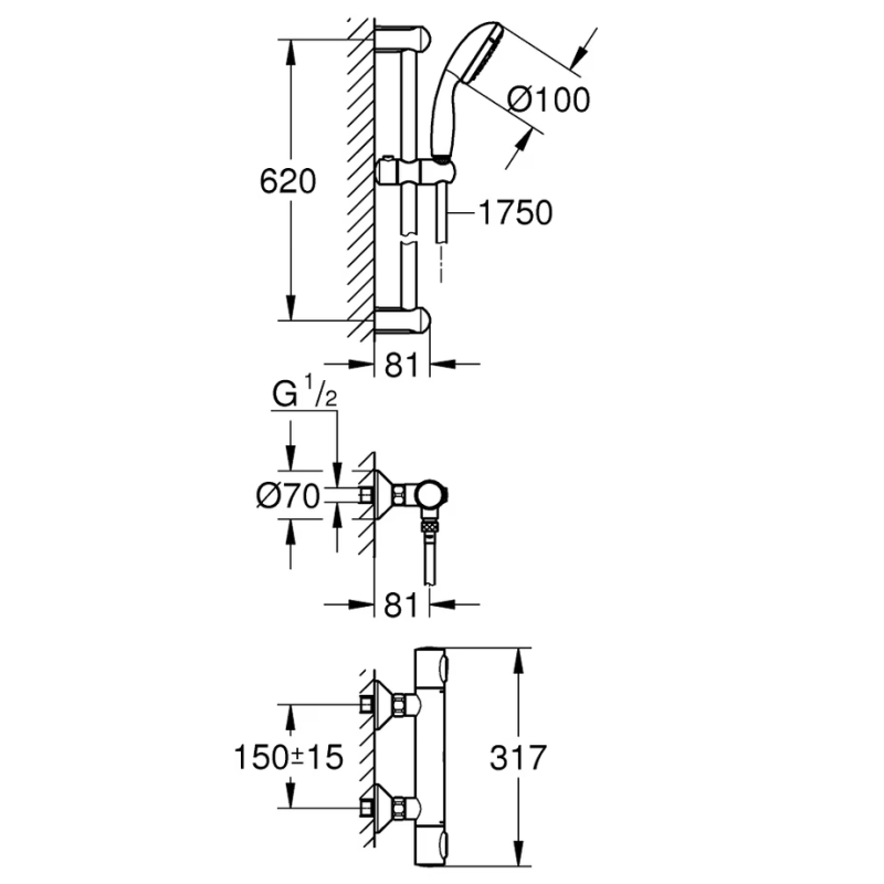 GROHE Precision Flow | Conjunto de ducha termostático 34800000