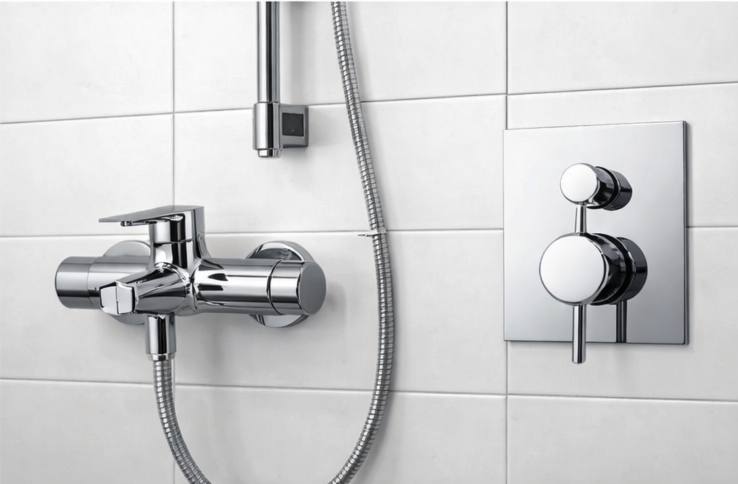 grifo de ducha monomando cromado para baño moderno